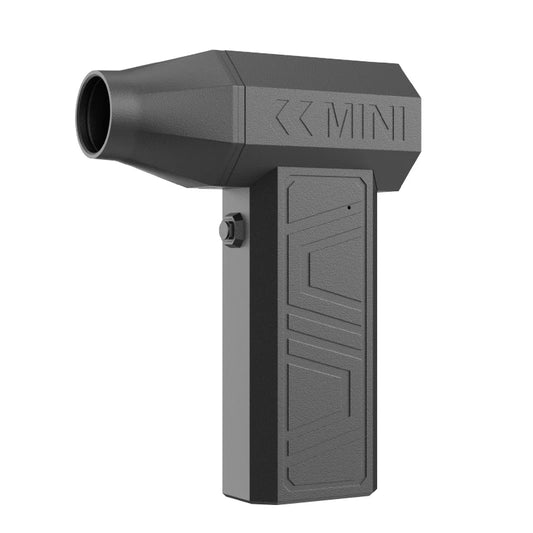 Black handheld mini fan with 'Mini' branding on a white background